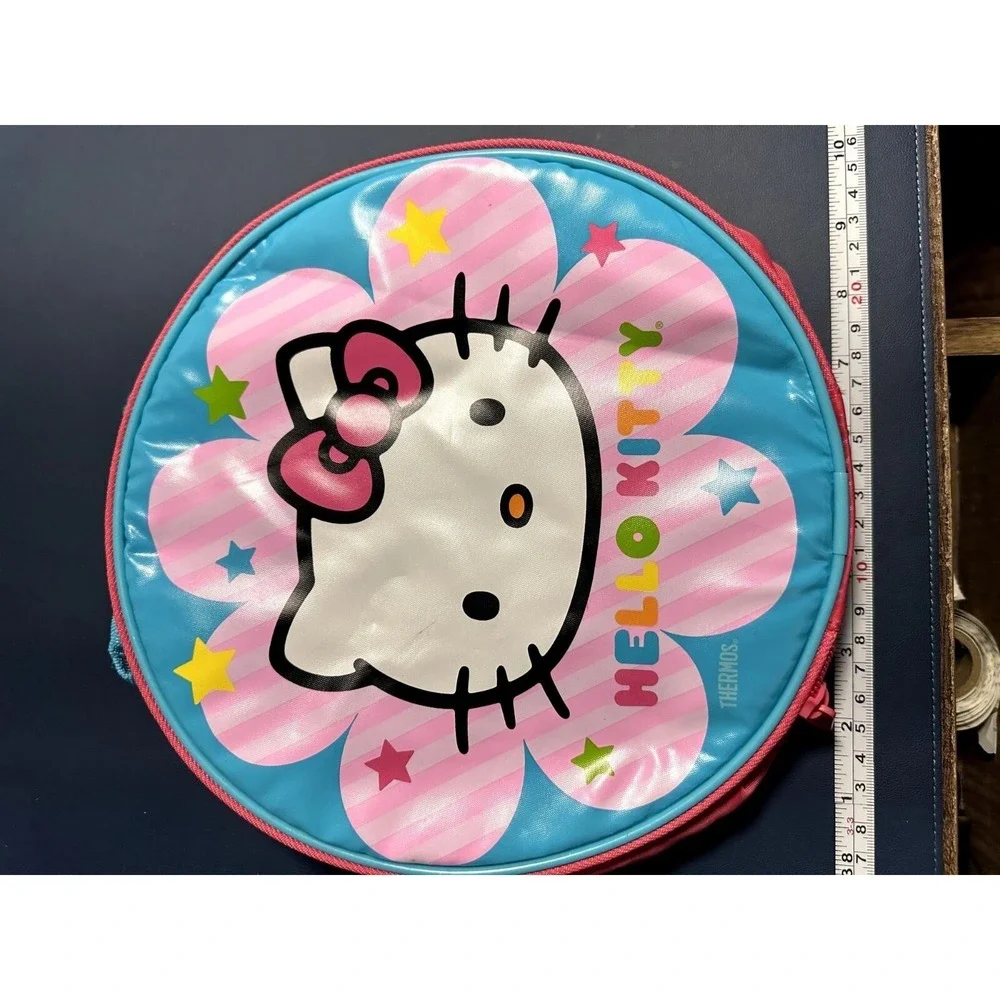 Hello Kitty Thermos Round Insulated Lunch Bag Pink Blue Sanrio Flower 2014